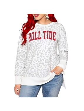 Game Day Couture Alabama Roll Tide Crew Neck Side-Slit French Terry Pullover 2XL